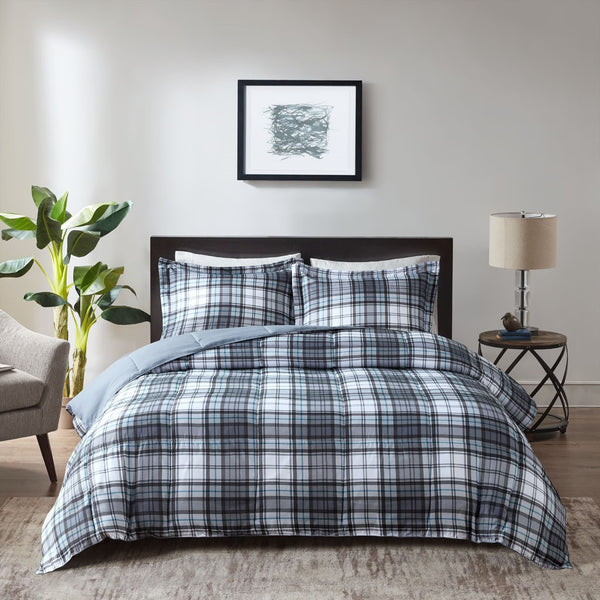 English Elm Twin/Twin Parkston 3M Scotchgard Plaid Down Alternative Comforter Set – Moisture-Wicking, OEKO-TEX Safe, Soft B03598984