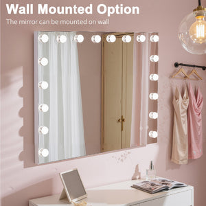 English Elm Vanity Mirror With Bluetooth Speaker & Usb Charge Port, 31.5''X22.8'' Large Led Makeup Mirror W3660P373022-GIGA