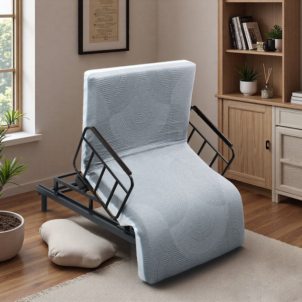 English Elm Electric Lift Bed with OKIN Motor, Memory Foam Mattress, Quiet 50,000-Cycle Frame, Fall-Safe Rails Black,Grey W2699S00061