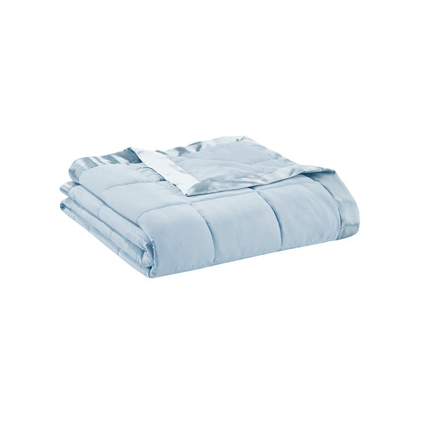 Madison Park Windom Casual Lightweight Down Alternative Blanket with Satin Trim MP51-541 Blue