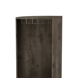 English Elm Grace Corner Bar Cabinet with Wine Rack Stemware Hanging and Concealed Shelving Storage B128S00221