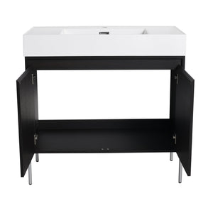 English Elm 36" Freestanding Bathroom Vanity with Durable Resin Sink and Soft-Close Cabinet Doors, Modern Storage Solution for Small Baths W1972S00014