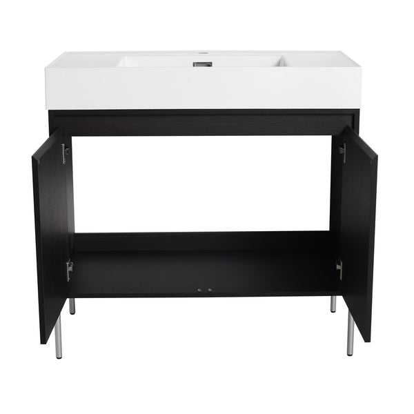 English Elm 36" Freestanding Bathroom Vanity with Durable Resin Sink and Soft-Close Cabinet Doors, Modern Storage Solution for Small Baths W1972S00014