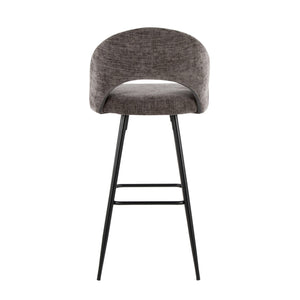 English Elm Fixed-height Metal Frame Barstools with Upholstered Seats and Geometric Footrest Set of 2 Dark Grey B202S01938