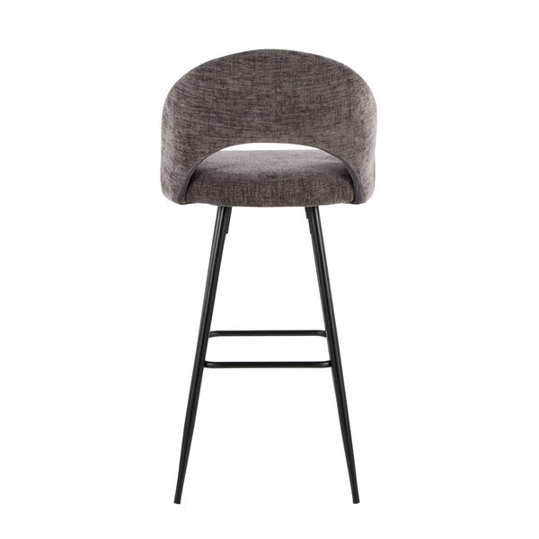 English Elm Fixed-height Metal Frame Barstools with Upholstered Seats and Geometric Footrest Set of 2 Dark Grey B202S01938