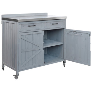 English Elm K&k Outdoor Modular Kitchen Island 2 Piece Fir Wood Stainless Steel Sink Station N707S000024G