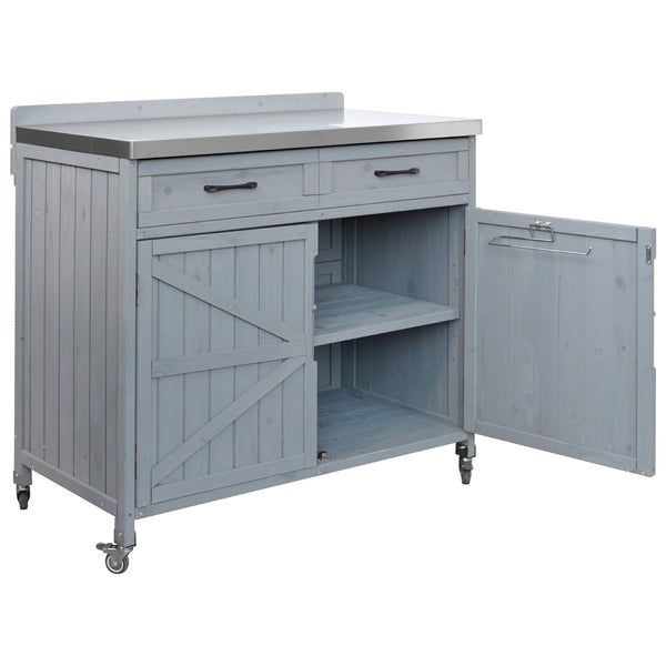 English Elm K&k Outdoor Modular Kitchen Island 2 Piece Fir Wood Stainless Steel Sink Station N707S000024G
