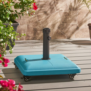 English Elm Christopher Knight Home® - WHEELIE Concrete Umbrella Base Square with Stainless Steel Handle, Fits Up to 11ft Umbrellas, Durable Teal 60453.00TEL