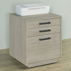 English Elm Loomis White Washed Grey 3-Drawer File Cabinet — Rustic Modern Accent with Tufted Tuxedo Arm, Plush Comfort B062P344974