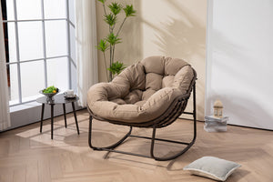 English Elm Outdoor Wicker Egg Rocking Chair Oversized Sculpted Rattan Lounge Porch Patio W640P395695