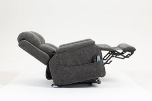 English Elm Oversized Power Lift Recliner with Heat Massage Lay Flat Design and Usb Charging Port Grey W547S00080