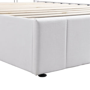 English Elm Queen Linen Upholstered Platform Bed with Hydraulic Lift Storage and Padded Headboard N708P201552K