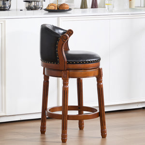 English Elm Cow Leather Swivel Barstool Solid Hardwood Frame 360 Spin Kitchen Counter Seating W2195P399437