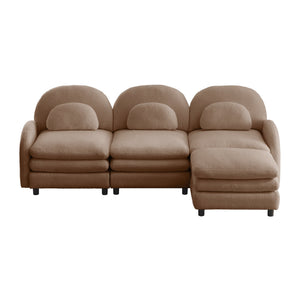 English Elm Teddy Fleece Modular Cloud Sofa Plush Curved Sectional with Ottoman for Living Room Camel W5656S00104