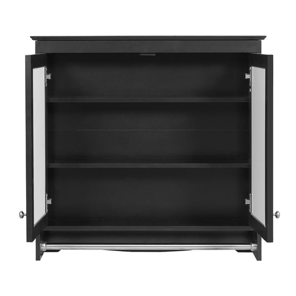English Elm 3-in-1 Wall Mounted Medicine Cabinet with Soft Close Door Adjustable Shelves and Towel Bar Black N710P405415B