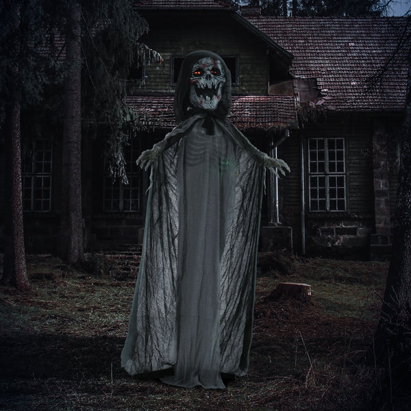 English Elm Outsunny Inflatable 5ft Pumpkin Grim Reaper with Bright LED Lights, Waterproof Yard Décor for Halloween Grey W2225P217527