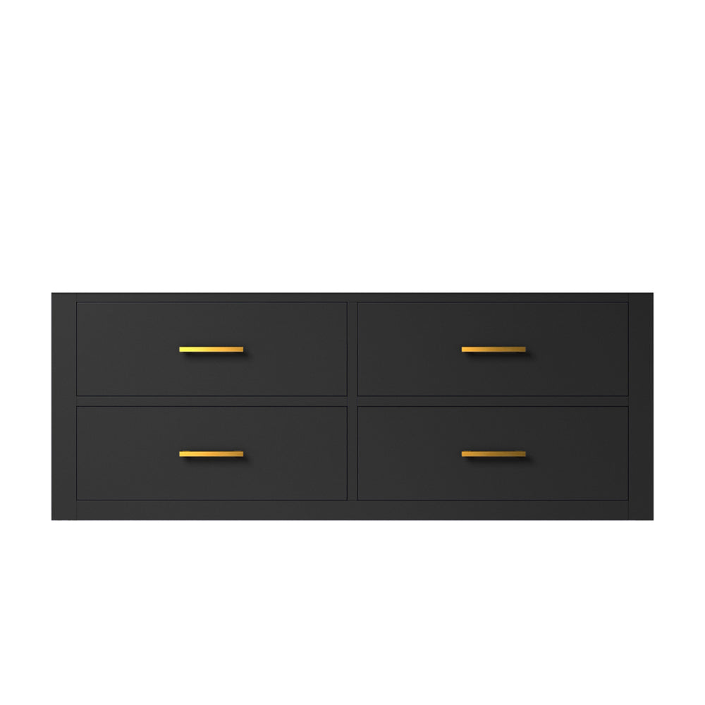 English Elm Black Midcentury Modern 48-Inch Wall-Hung Bath Vanity With Soft-Close Storage & Easy Setup B2731P257997