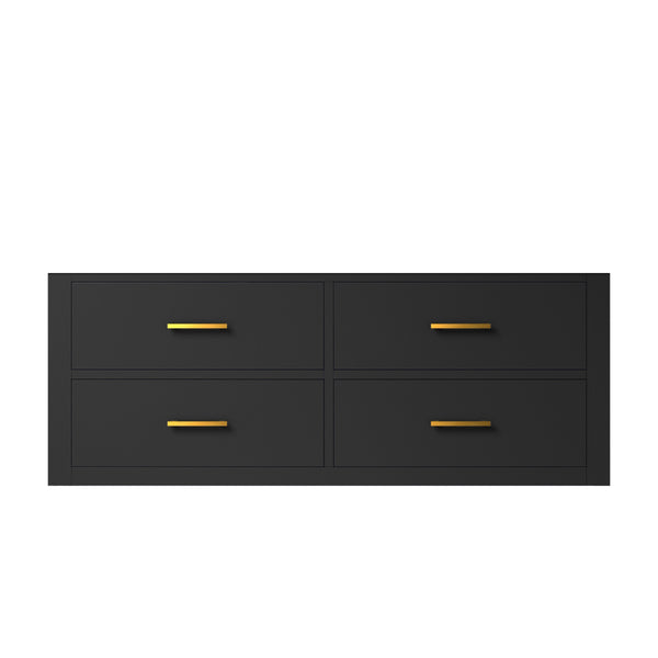 English Elm Black Midcentury Modern 48-Inch Wall-Hung Bath Vanity With Soft-Close Storage & Easy Setup B2731P257997