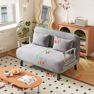English Elm 39″ Convertible Chair Bed with Adjustable Backrest & Pillow, Steel-Frame Sleeper Chair for Small Spaces Comfortable Multifunctional Lounge Sofa LIGHT GREY W1767P192812