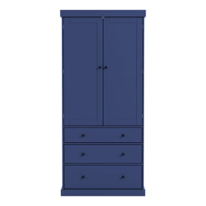 English Elm Topmax Farmhouse Pantry Cabinet 77 Inch Tall Freestanding Kitchen Storage with Drawers Blue N717S000047C