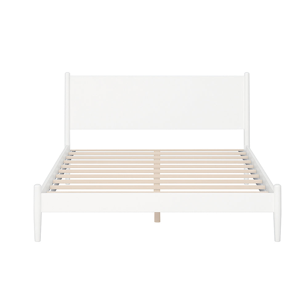 English Elm Mid-Century Modern Queen Platform Bed In Elegant White Finish - Stylish, Sturdy & Easy To Assemble B016S00035