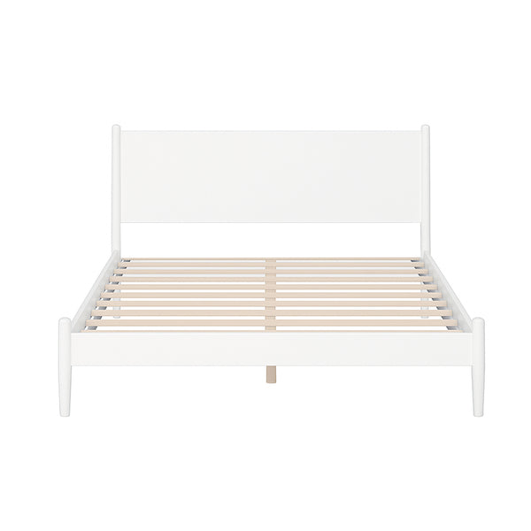 English Elm Mid-Century Modern Queen Platform Bed In Elegant White Finish - Stylish, Sturdy & Easy To Assemble B016S00035