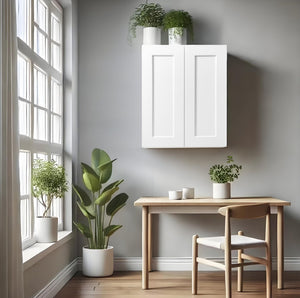 English Elm White Solid Wood Wall Cabinet With Adjustable Shelves – Perfect For Kitchen, Bathroom, Or Laundry Storage! T2950P366453-GIGA