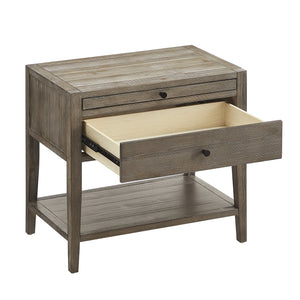 English Elm Sunveil 1-Drawer Nightstand with Pull-Out Tray and Open Shelf, Wood Construction, No Assembly Required Gray B050P362616