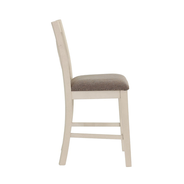 English Elm Set of 2 Polyfiber Upholstered Dining Chairs with Tufted Cushioned Back and Solid Wood Frame, Durable Comfort White B016P226064