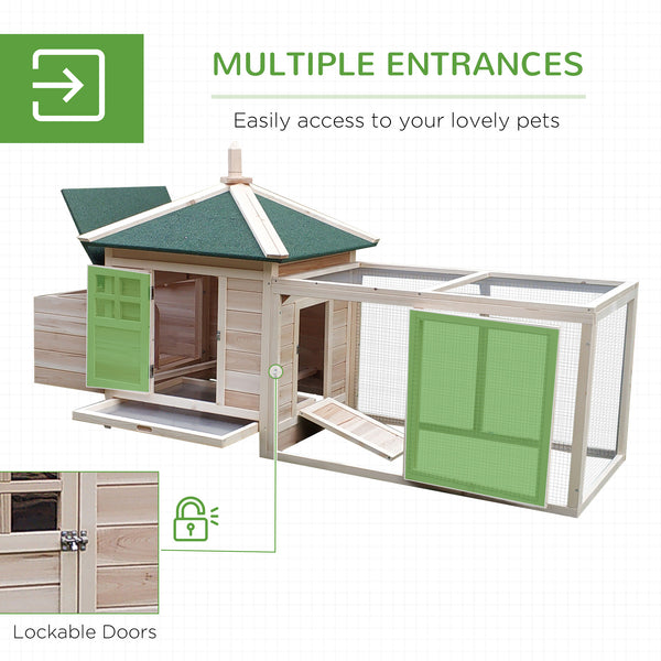 English Elm Pawhut Fir Wood Backyard Chicken Coop with Nesting Box Ramp and Asphalt Roof W2225P229578