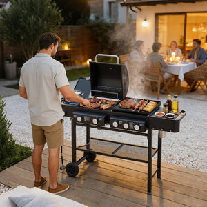 English Elm All-in-one Propane Grill Griddle Combo 745 Sq in 56000 Btu Backyard Cooker W1820P361752