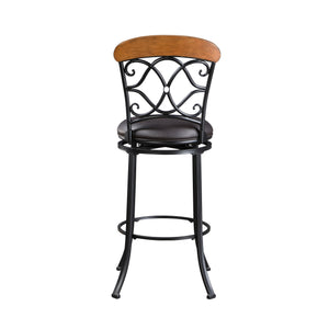 English Elm 1pc Swivel Pub Height Chair Faux Leather Seat 29" Height Black Metal Frame Modern Bar Stool B011P287698