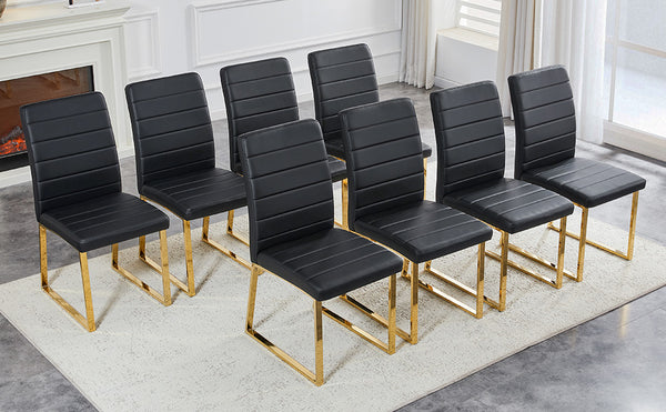 English Elm 6-pack Pu Leather Dining Chairs with Iron Frame and Thick Foam Cushion for Home or Office W2920S00103