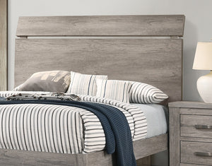 English Elm Wooden Modern Queen Size Bedframe with Rustic Paper Laminate Finish, Simple Headboard Design, 55"H Grey 85 L x 8 W x 5 H B011S01436