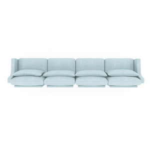 English Elm Four-Seater Chenille Sofa In Sky Blue - Ergonomic Design, Solid Wood Frame, Perfect For Lounges & Hotels W714S01210