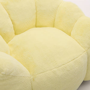 English Elm Lotus Floor Bean Bag Sofa Memory Foam Filled with Pull Ring for Living Room Bedroom Yellow W2311P434593
