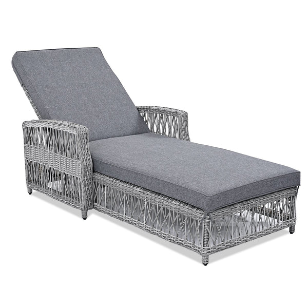 English Elm Go Outdoor Wicker Chaise Lounge Recliner with Ergonomic Armrests and Thick Cushion for Patio Grey N704P248780E