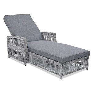 English Elm Go Outdoor Wicker Chaise Lounge Recliner with Ergonomic Armrests and Thick Cushion for Patio Grey N704P248779E
