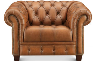 English Elm York Leather Chair Caramel - Top-Grain Comfort with Pocketed Coils, Memory Foam & Kiln-Dried Frame B2705P297774