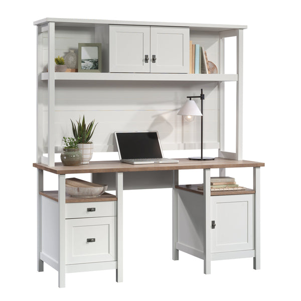English Elm Desk, Modern Cottage-Style With White Finish & Wood-Tone Top - Perfect For Small Spaces & Easy Assembly B356P402733