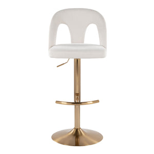 English Elm Adjustable Swivel Barstools Set of 2 White Fabric Padded Seats Chrome Base B202S01950