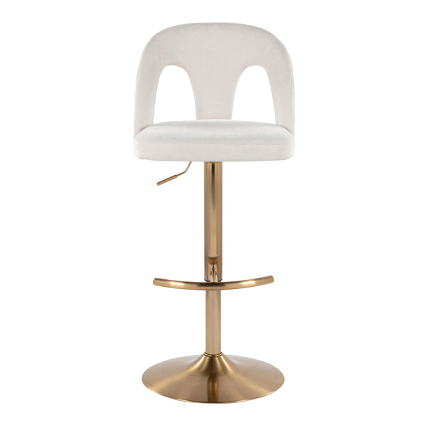 English Elm Adjustable Swivel Barstools Set of 2 White Fabric Padded Seats Chrome Base B202S01950