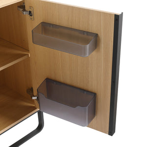 English Elm 48" Freestanding Bathroom Vanity Cabinet with 2 Soft-Close Doors, 3 Open Shelves, Towel Hanger, Boxes Designed for Organized Storage W999P376885