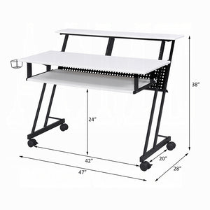 English Elm Music Recording Studio Desk with Raised Monitor Shelf and Keyboard Tray for Organized Workflow Black,White B016P312638