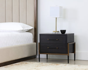 Sunpan Weldrick Nightstand - Elegant Acacia Wood Design with Soft Closing Drawers and Stylish Metal Accents Espresso