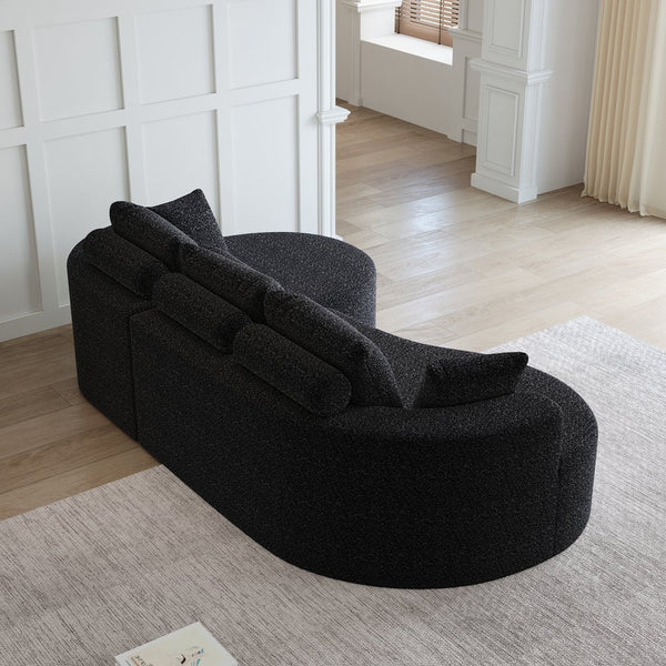 English Elm Modern Chenille Cloud Sectional Sofa Deep Curved 4 Seat Modular Living Room Couch W834S00488