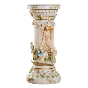 English Elm 33" Resin Fairy Floral Relief Column Pedestal Romantic Plant Stand Entryway Accent W5709P462889