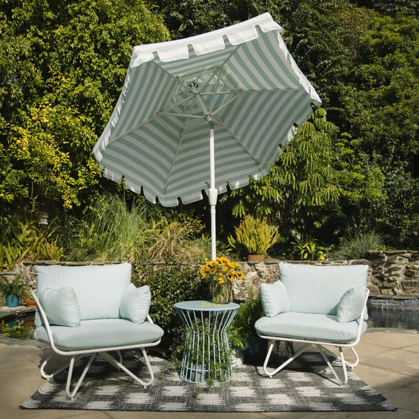 English Elm Teddi Outdoor Lounge Chairs 2-Pack with Cushions, Midcentury Curves, Rain Covers for Patio Comfort B2733P356774