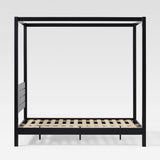 Minimalist Boho Full Canopy Bed with Simple Headboard Black ISLB6BBL Walker Edison