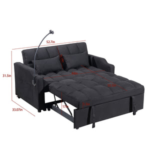 English Elm 1 Suede Futon Sofa Bed with Usb Port Swivel Phone Stand and Adjustable Backrest W3739P445773